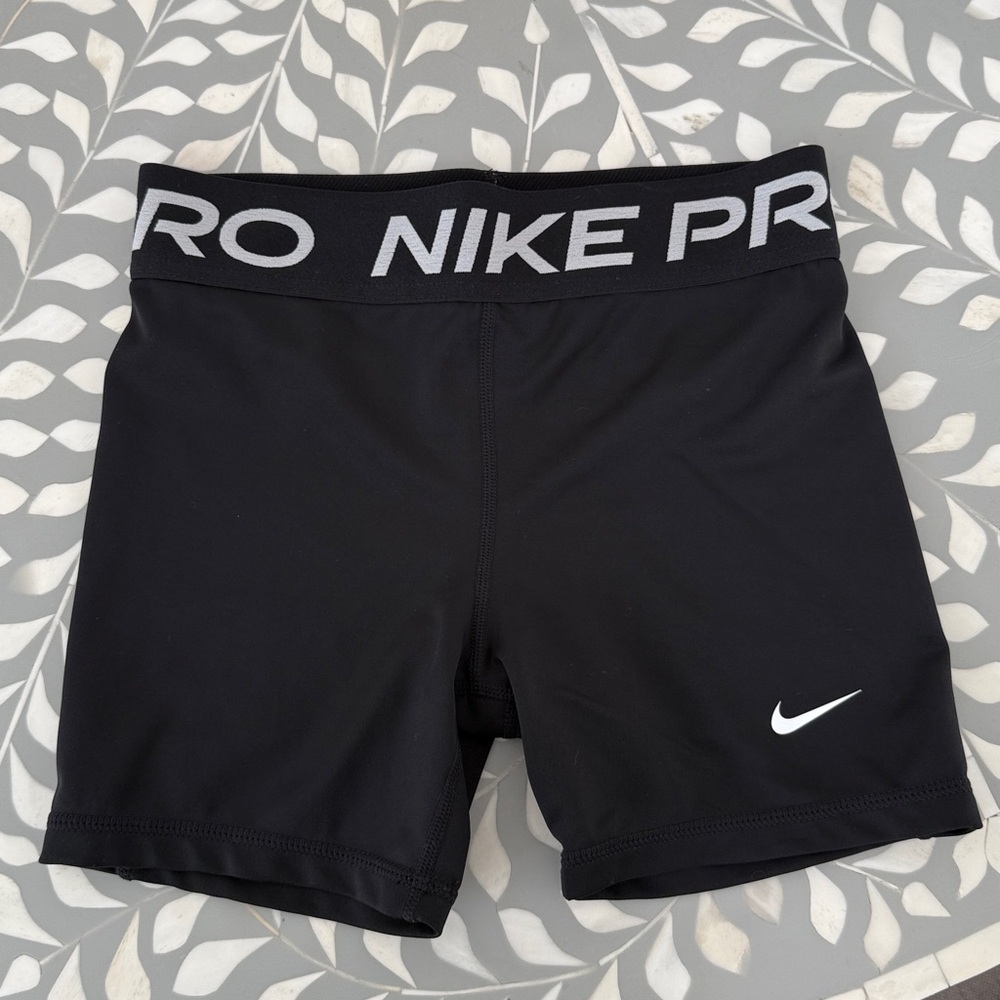 Nike Black Compression Shorts with White Logo